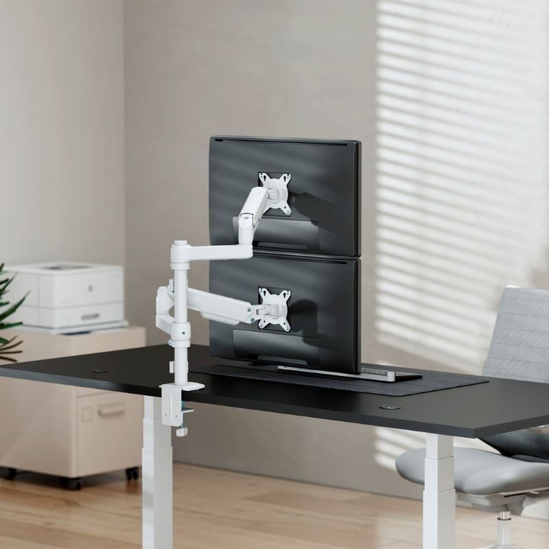 Suporte de Mesa com Contrapeso para 2 Monitores Aisens DT32TSR-441/ Rotativo/ Inclinável/ até 9kg