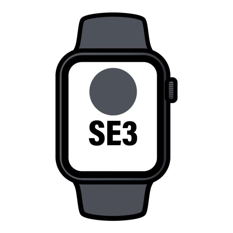 Apple Watch SE3/ GPS/ 44mm/ Caixa de Alumínio Meia-Noite/ Bracelete Desportiva Preta S/M