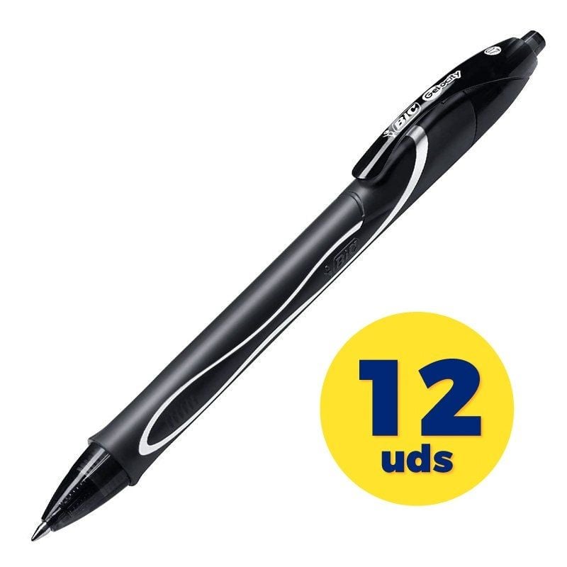 Caixa de Canetas de Tinta Gel Retrátil Bic Gelocity Quick Dry 949873/ 12 unidades/ Pretas
