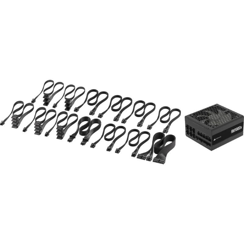 Fonte de Alimentação Corsair RM1000X/ 1000W/ Ventoinha 14cm/ ATX 3.1/ PCIe 5.1/ Cybenetics Gold