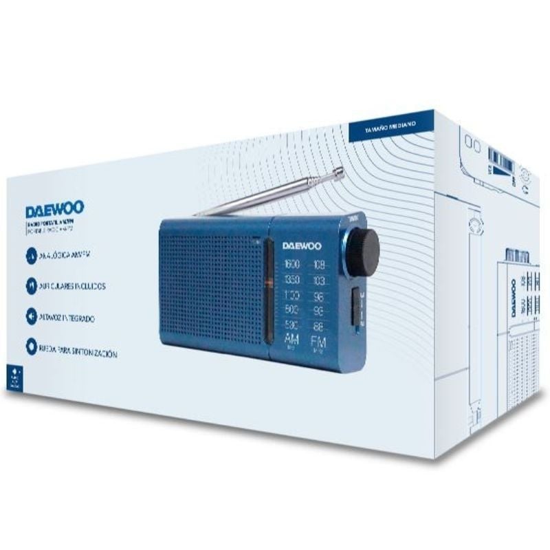 Radio Portátil Daewoo DW1036/ a Pilas/ Azul