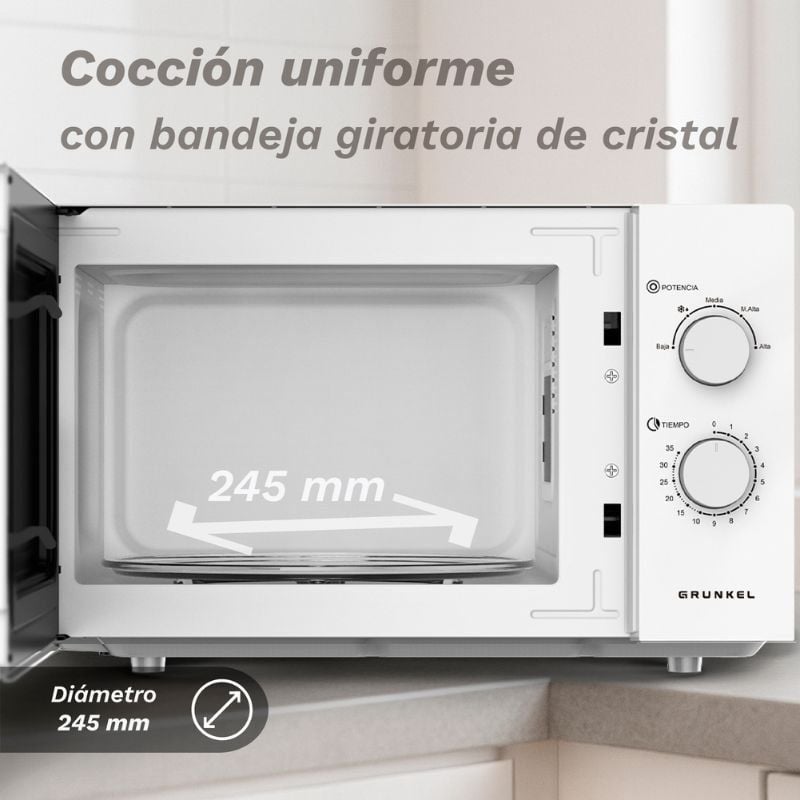 Micro-ondas Grunkel MW-25EASY/ 850W/ Capacidade 25L/ Branco