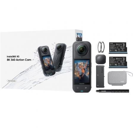 Cámara Digital Deportiva Insta360 X5 Essecial Kit/ 8K/ Ángulo de visión 360º/ Negra