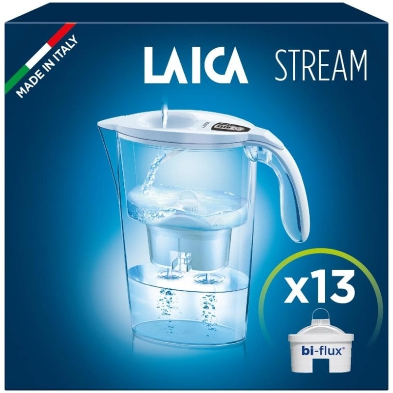 Pack Jarra Filtrante Laica Stream Line/ 2.3L/ Blanca/ Jarra + 13 Filtros BI-FLUX