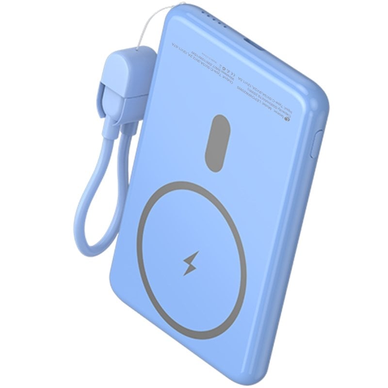 Powerbank 5000mAh Leotec LEPOWW20W5B/ 20W/ Wireless/ Azul/ Incluye Cable USB Tipo-C
