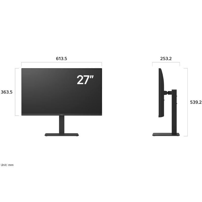Monitor Profissional LG UltraFine 27BA45U-B 27"/ 4K/ Regulável em altura/ Preto