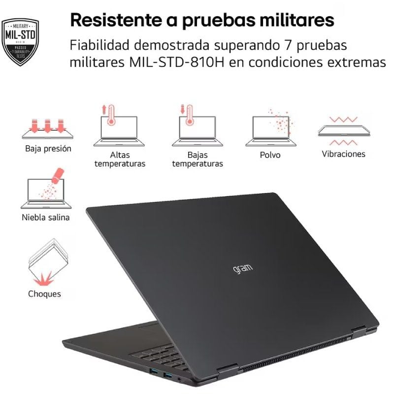 Portátil Convertible LG Gram Pro 16T90TP-K.AD88B Intel Core Ultra 7-255H/ 32GB/ 1TB SSD/ 16" Táctil/ Win11