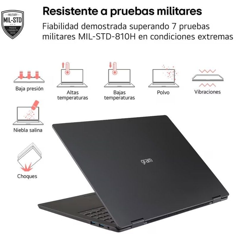 Portátil LG Gram Pro 17Z90TR-E.AD88B Intel Core Ultra 7-255H/ 32GB/ 1TB SSD/ GeForce RTX 5050/ 17"/ Win11