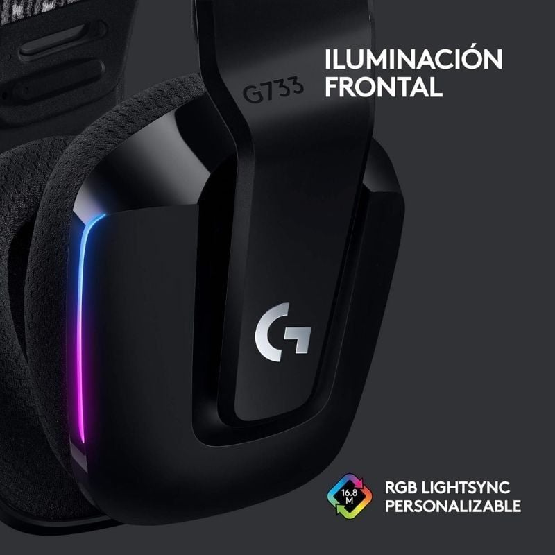 Auscultadores de Gaming Sem Fios com Microfone Logitech G733/ Pretos