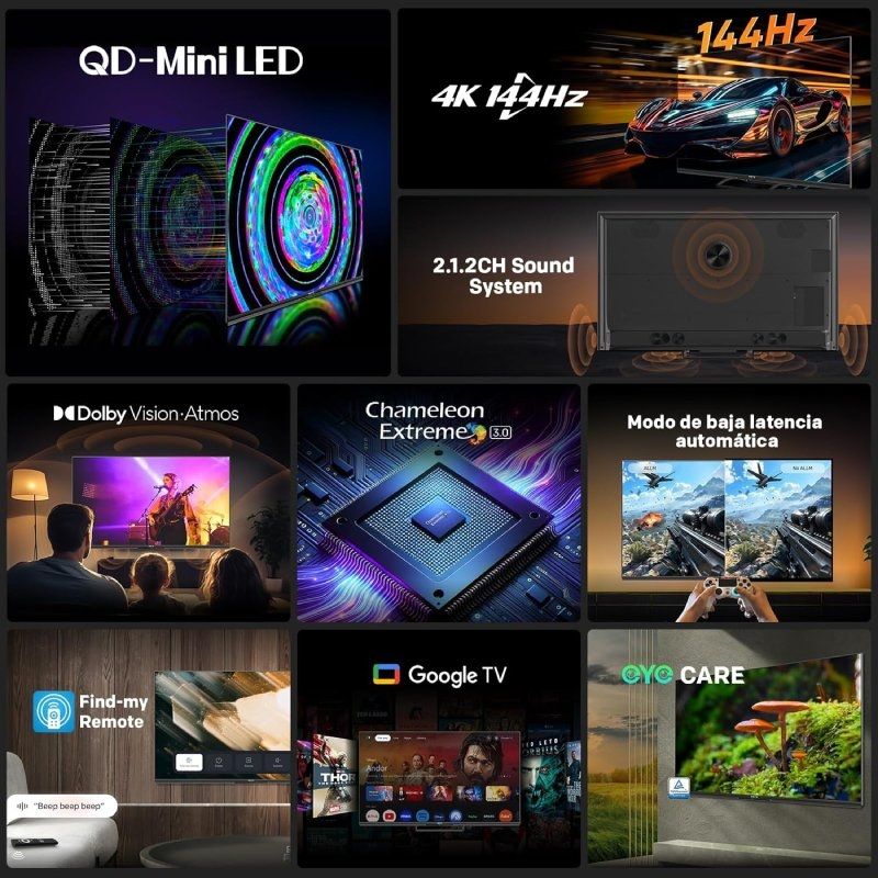 Televisor Metz QLED-MiniLED 55MNE8000Z 55"/ Ultra HD 4K/ Smart TV/ WiFi