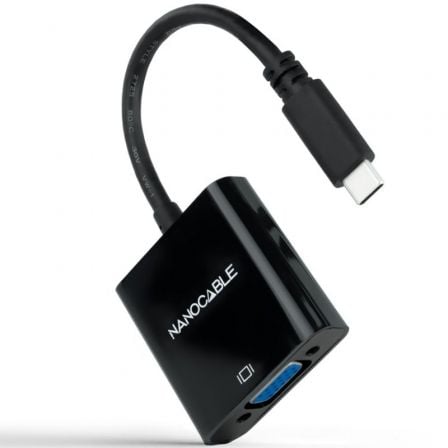Cable Conversor Nanocable 10.16.4101-BK/ USB Tipo-C Macho - VGA Hembra/ 10cm/ Negro