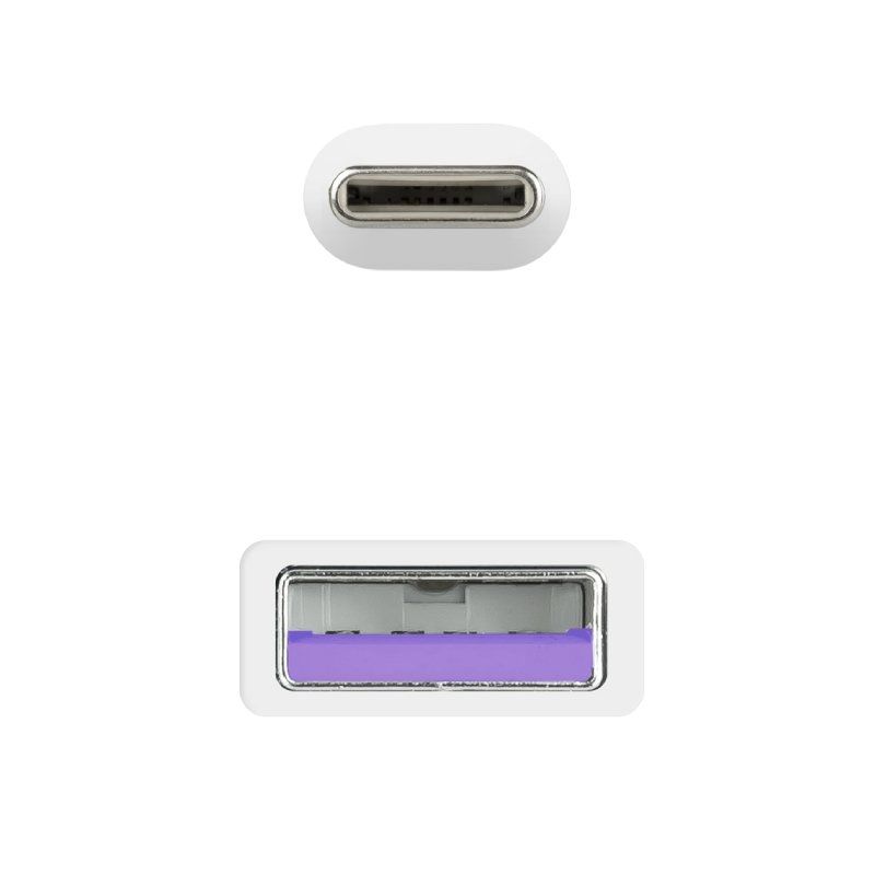 Cable USB 2.0 Nanocable 10.01.2100-W/ USB Tipo-C Macho - USB Macho/ 480Mbps/ 50cm/ Blanco