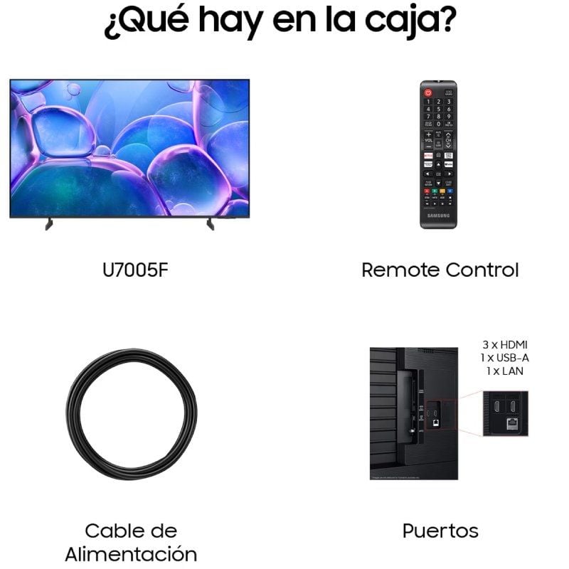 Televisor Samsung Crystal UHD U7005F TU55U7005FK 55"/ UltraHD 4K/ Smart TV/ WiFi