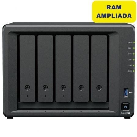 NAS Synology Diskstation DS1525+/ 5 Bahías 3.5"- 2.5"/ 16GB DDR4/ Formato Torre