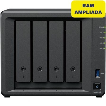 NAS Synology Diskstation DS925+/ 4 Bahías 3.5"- 2.5"/ 8GB DDR4/ Formato Torre