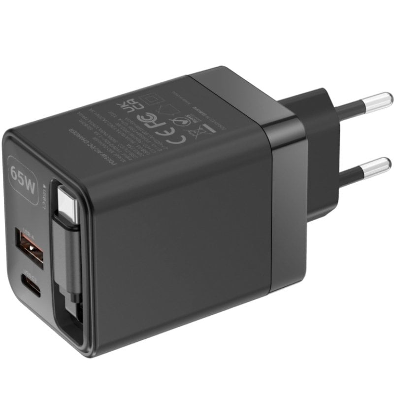 Carregador de Parede GaN Mars Gaming MD-GAN65R/ 1xUSB Tipo-C/ 1xUSB/ 65W/ Preto