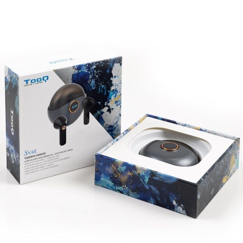 Auscultadores Bluetooth TooQ Snail TQBWH-0060G com estojo de carregamento/ Autonomia 4h/ Cinzentos e Pretos