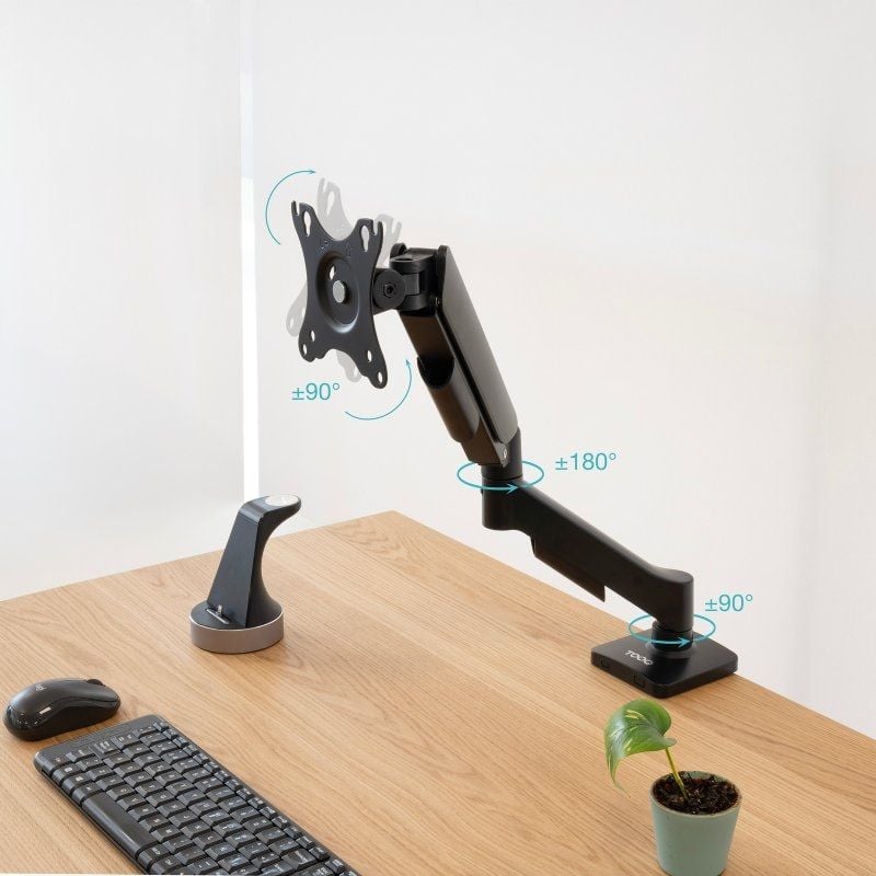 Suporte de Mesa para Monitor TooQ DB1733TNR-B/ Rotativo/ Inclinável/ até 9kg