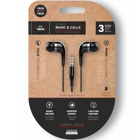 Auriculares Intrauditivos Tech One Tech soft earTECH TEC1005/ con Micrófono/ Jack 3.5/ Negros