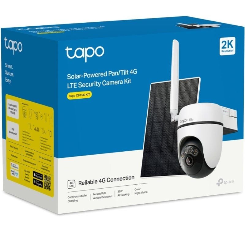 Câmara de Videovigilância TP-Link Tapo C615G Kit/ Visão Noturna/ Controlo por APP/ Inclui Painel Solar