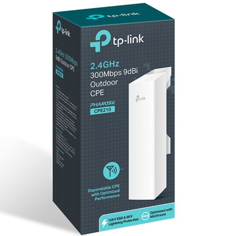 Ponto de Acesso Repetidor Sem Fios TP-Link CPE210 PoE 300Mbps/ 2.4GHz/ Antena 9dBi/ WiFi 802.11n/b/g