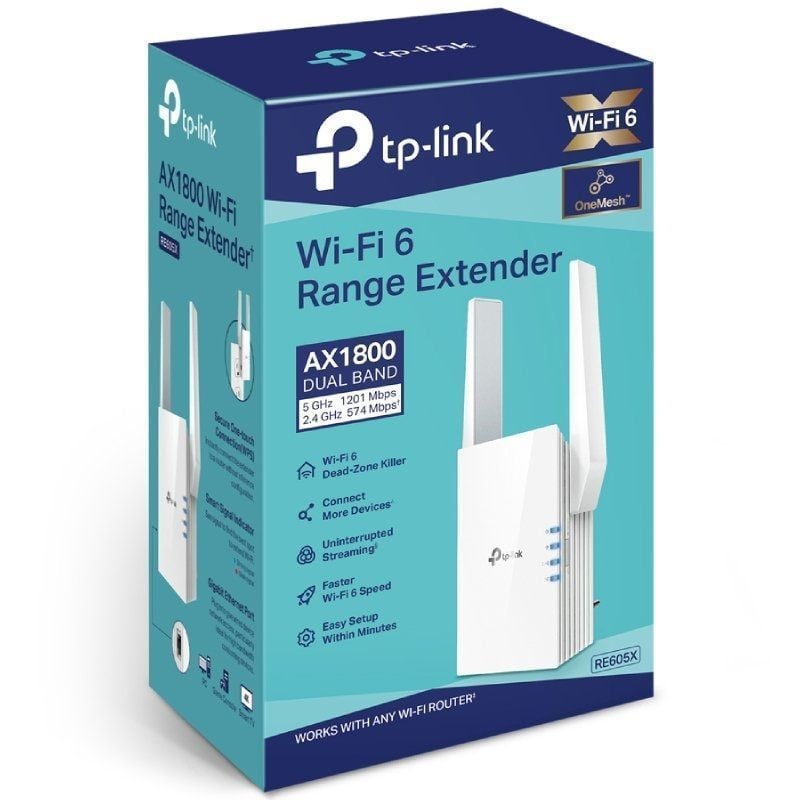 Repetidor Sem Fios TP-Link RE605X/ WiFi 6/ 1800Mbps/ 2 Antenas