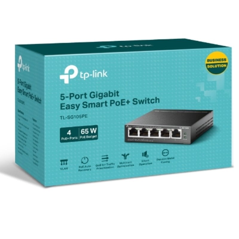 Switch TP-Link TL-SG105PE 5 Portas/ RJ-45 10/100/1000 PoE