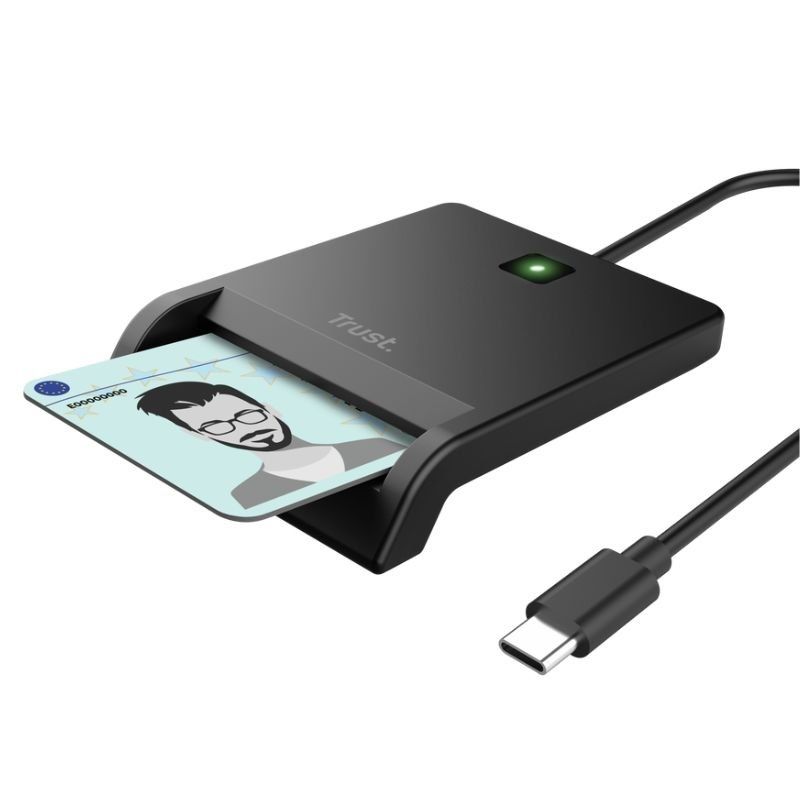 Leitor de Cartões Inteligentes Trust Primo 26253/ USB Tipo-C/ Preto
