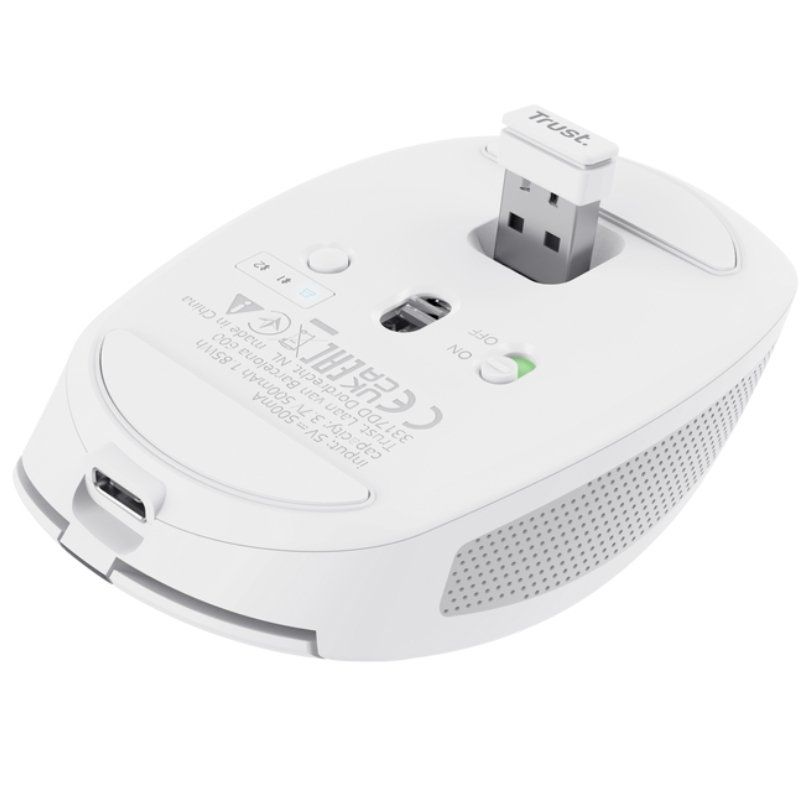 Rato Sem Fios Trust Ozaa Compact Wireless/ Bateria recarregável/ Até 3200 DPI/ Branco