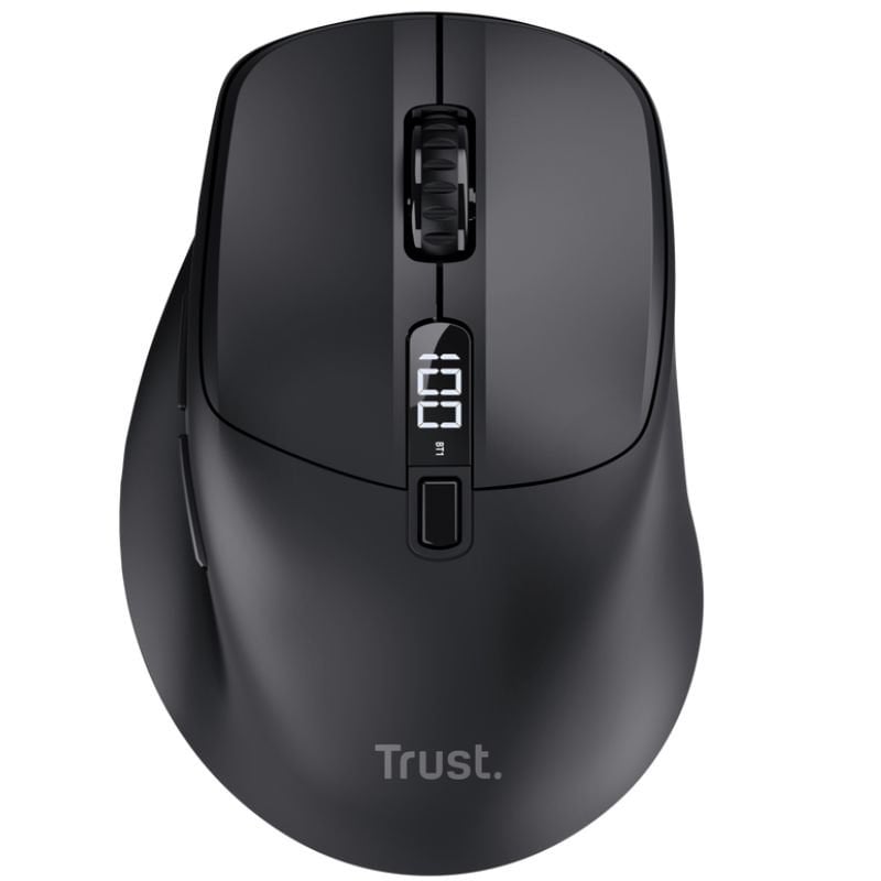 Rato Ergonómico Sem Fios Trust Zevo 25991/ Bateria recarregável/ Até 4000 DPI/ Preto