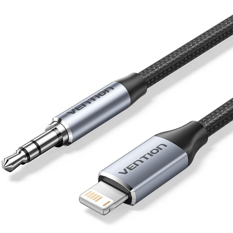 Adaptador Audio Vention BMCHG/ Jack 3.5 Macho - Lightning Macho/ 1.5m/ Gris