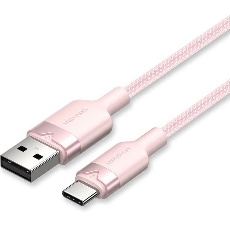 Cabo USB 2.0 Tipo-C Vention CTNPH/ USB Tipo-C Macho - USB Macho/ Até 60W/ 480Mbps/ 2m/ Rosa