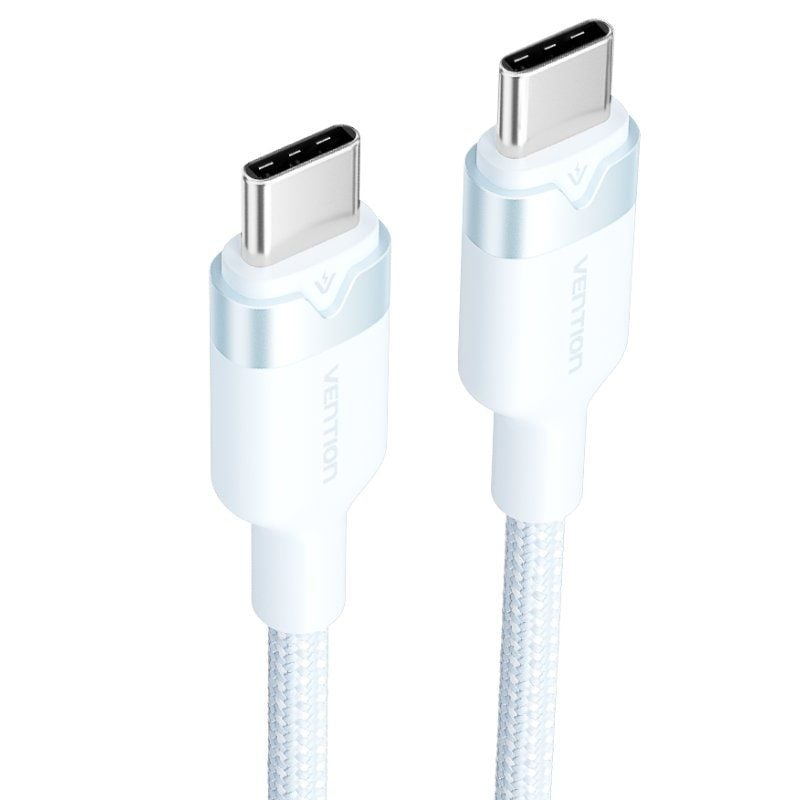 Cabo USB 2.0 Tipo-C 3A Vention TRDSH/ USB Tipo-C Macho - USB Tipo-C Macho/ Até 60W/ 480Mbps/ 2m/ Azul