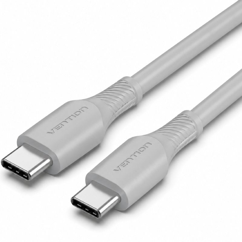 Cable USB 2.0 Tipo-C Vention TRVHH/ USB Tipo-C Macho - USB Tipo-C Macho/ Hasta 60W/ 480Mbps/ 2m/ Gris
