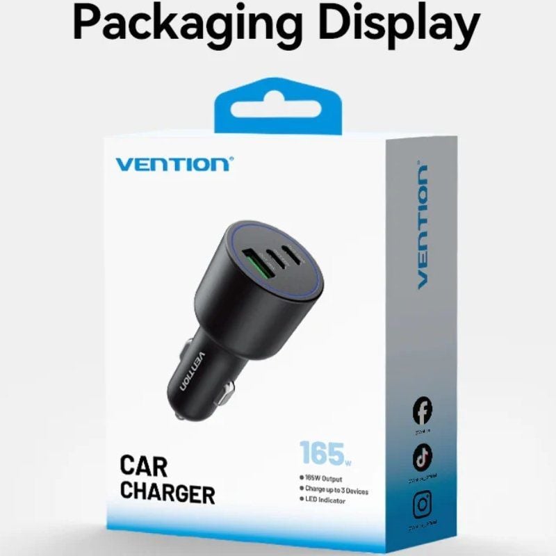 Cargador de Coche Vention FFPB0/ 2xUSB-Tipo C/ 1xUSB/ 165W