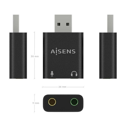 Placa de Som Aisens A106-0768/ USB Macho - 2x Jack 3.5 Fêmea