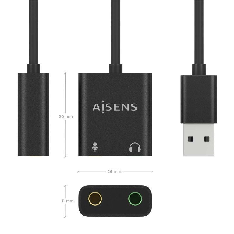 Placa de Som Aisens A106-0769/ USB Macho - 2xJack 3.5 Fêmea