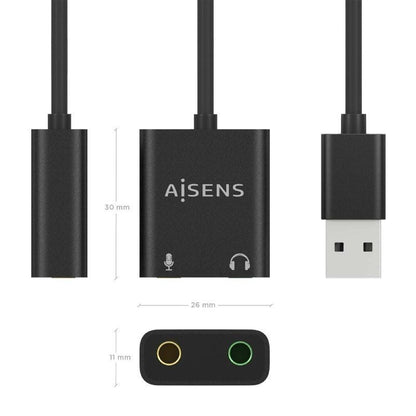 Placa de Som Aisens A106-0769/ USB Macho - 2xJack 3.5 Fêmea