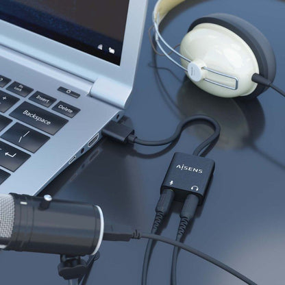 Placa de Som Aisens A106-0769/ USB Macho - 2xJack 3.5 Fêmea