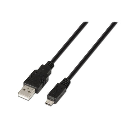 Cabo USB 2.0 Aisens A101-0028/ USB Macho - MicroUSB Macho/ Até 2.5W/ 60Mbps/ 1.8m/ Preto