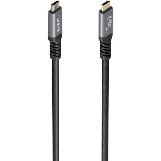 Cabo USB 3.2 Tipo-C Aisens A107-0988/ USB Tipo-C Macho - USB Tipo-C Macho/ Até 100W/ 20Gbps/ 3m/ Preto
