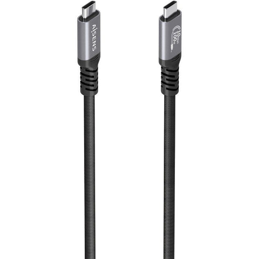Cabo USB 3.2 Tipo-C Aisens A107-0989/ USB Tipo-C Macho - USB Tipo-C Macho/ Até 100W/ 10Gbps/ 4m/ Preto