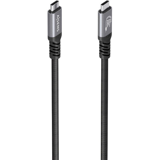 Cabo USB 3.2 Tipo-C Aisens A107-0990/ USB Tipo-C Macho - USB Tipo-C Macho/ Até 100W/ 10Gbps/ 5m/ Preto