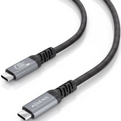 Cable USB 3.2 Tipo-C Aisens A107-0990/ USB Tipo-C Macho - USB Tipo-C Macho/ Hasta 100W/ 10Gbps/ 5m/ Negro