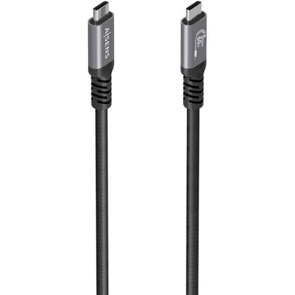 Cabo USB 3.2 Tipo-C Aisens A107-0992/ USB Tipo-C Macho - USB Tipo-C Macho/ Até 60W/ 5Gbps/ 10m/ Preto