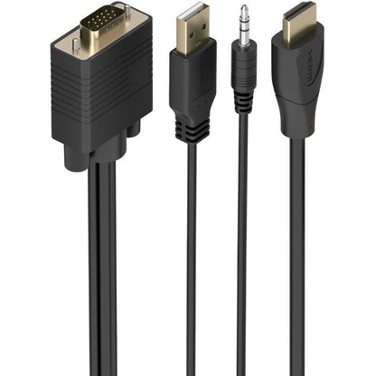 Cabo Conversor Aisens A115-1007 SVGA Macho - USB Macho - Jack Macho/ HDMI Macho/ 1m/ Preto