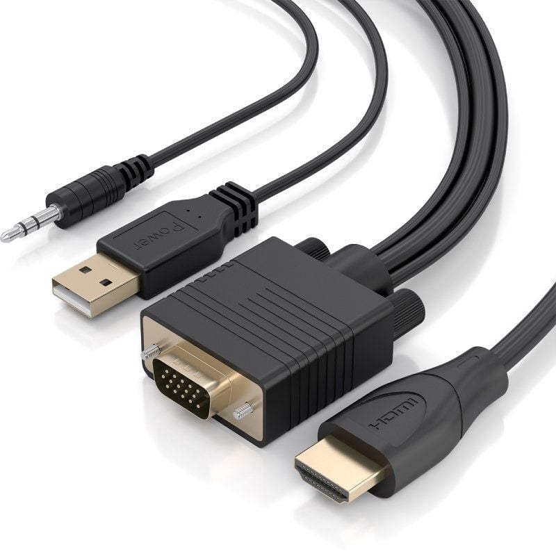 Cabo Conversor Aisens A115-1009 SVGA Macho - USB Macho/ Jack Macho - HDMI Macho/ 2m/ Preto