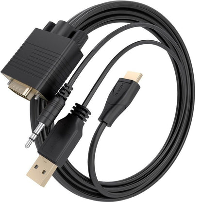 Cabo Conversor Aisens A122-1013 SVGA Macho - USB Macho - Jack Macho/ HDMI Macho/ 1m/ Preto