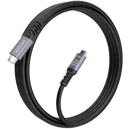 Cabo USB 4.0 Tipo-C Aisens A156-0996/ USB Tipo-C Macho - USB Tipo-C Macho/ Até 240W/ 40Gbps/ 2m/ Preto