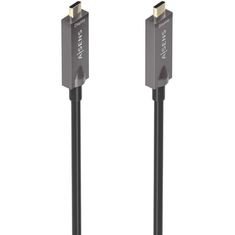 Cabo USB 3.1 Tipo-C Aisens AOC A157-0882/ USB Tipo-C Macho - USB Tipo-C Macho/ Até 60W/ 10Gbps/ 10m/ Preto